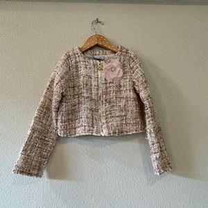 Nicole Miller Sparkly Tweed Zip-Up Jacket Size 6X